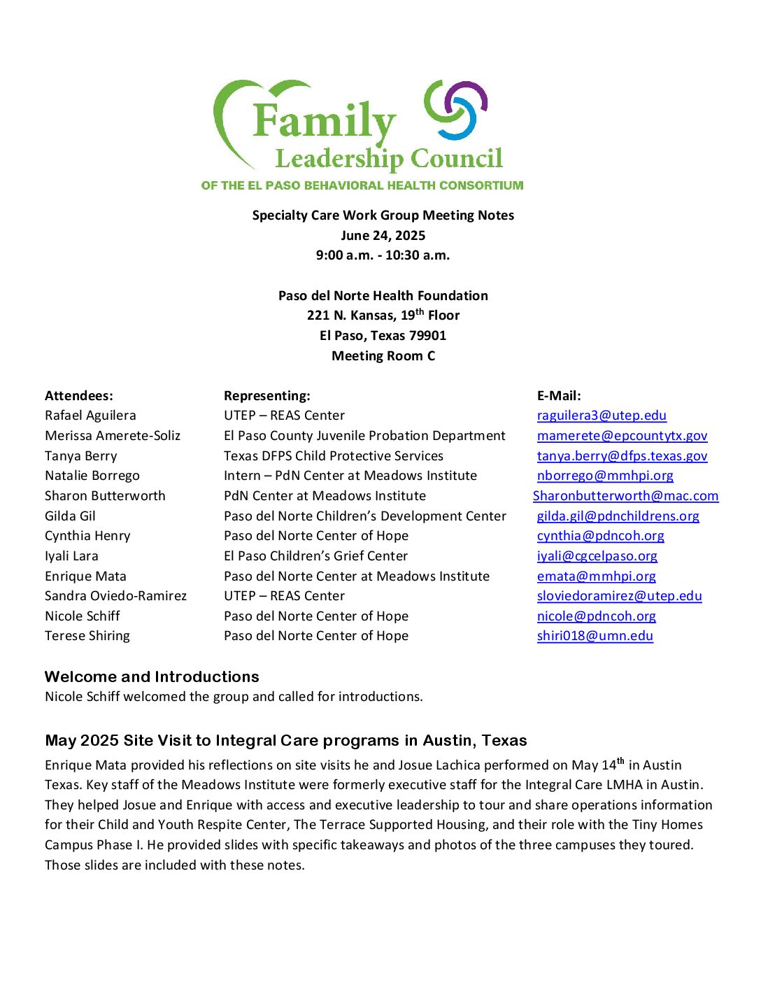 Specialty care wg meeting june 24 2025 s
